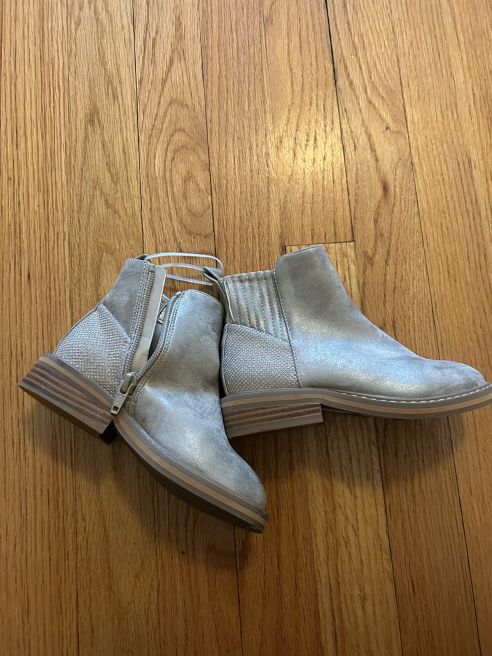 Kids Nordstrom Metallic Silver Chelsea Ankle Boots